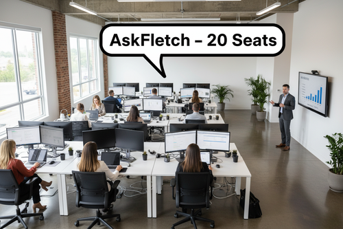 AskFletch 20-Seat Broker Package – full brokerage office with 20 agents and a presenter